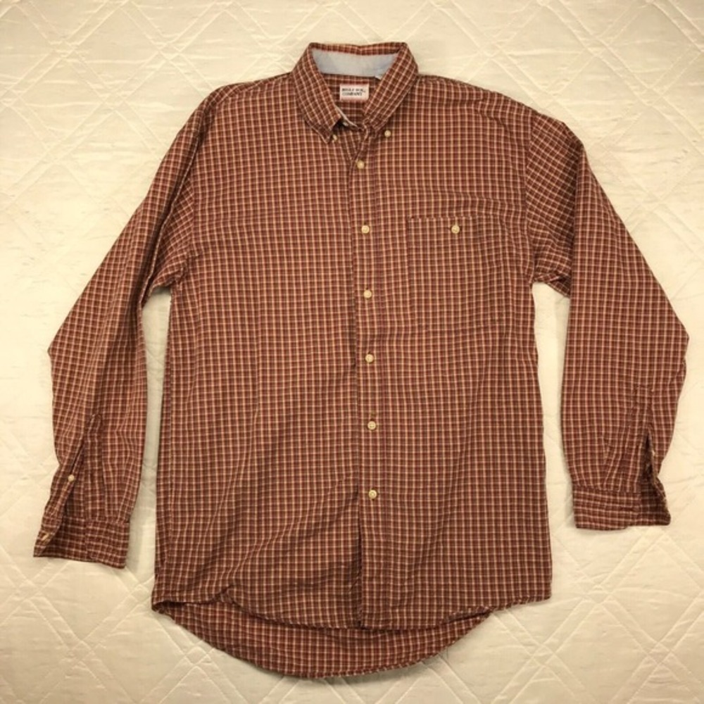 Bugle Boy Company red plaid long sleeve dress shirt size‎ M